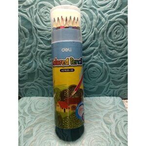 Deli 36 Pack Colored Pencils with Built-In Sharpener in Tube Cap, Vibrant Color